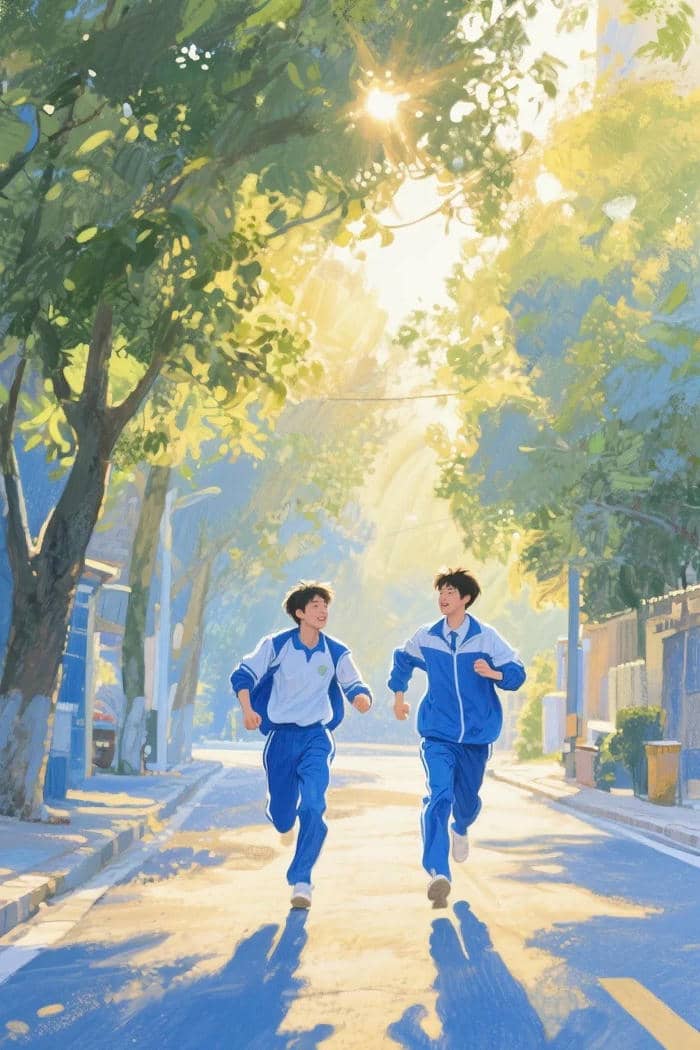 anime học sinh chạy nhảy