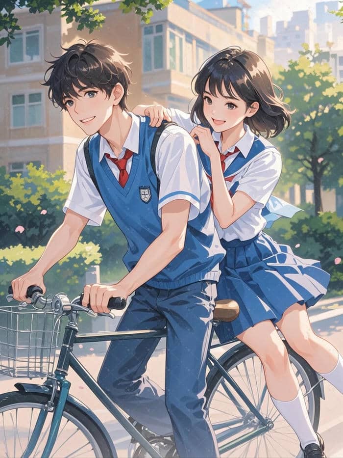 anime học sinh đi học về