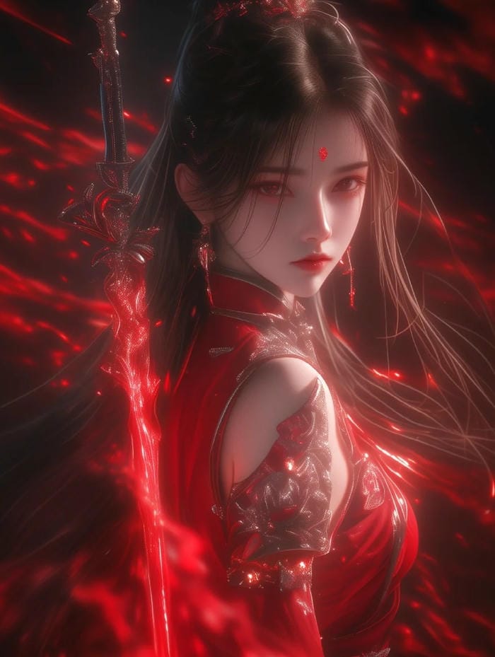 anime nữ chiến binh cầm kiếm