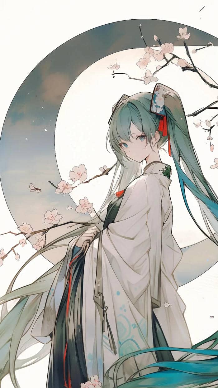 anime nữ cổ trang tóc trắng