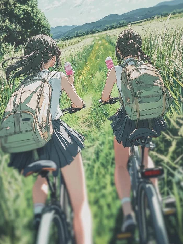 anime nữ đạp xe học sinh