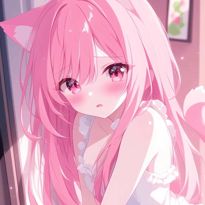 anime nữ tóc hồng cá tính