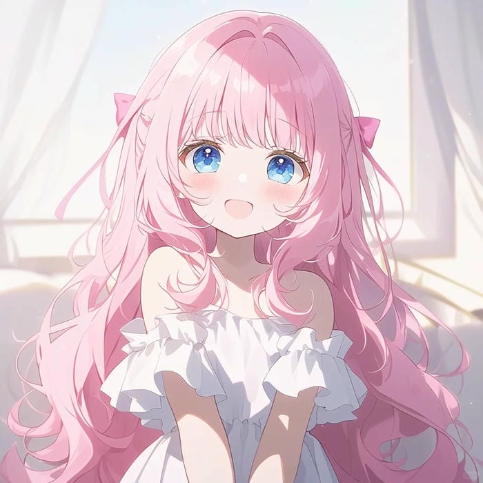 anime nữ tóc hồng thanh lịch