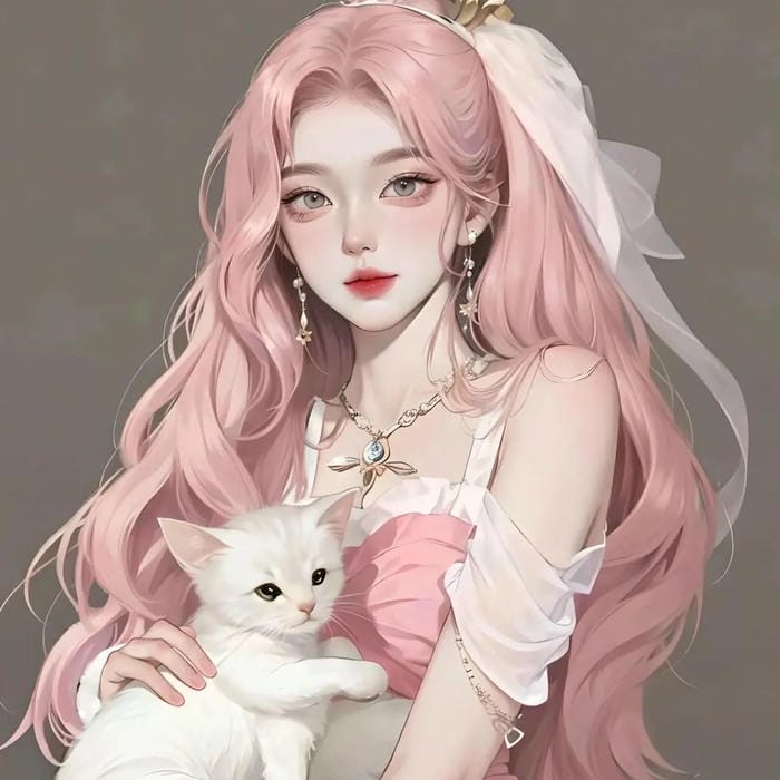 anime nữ tóc hồng trẻ trung