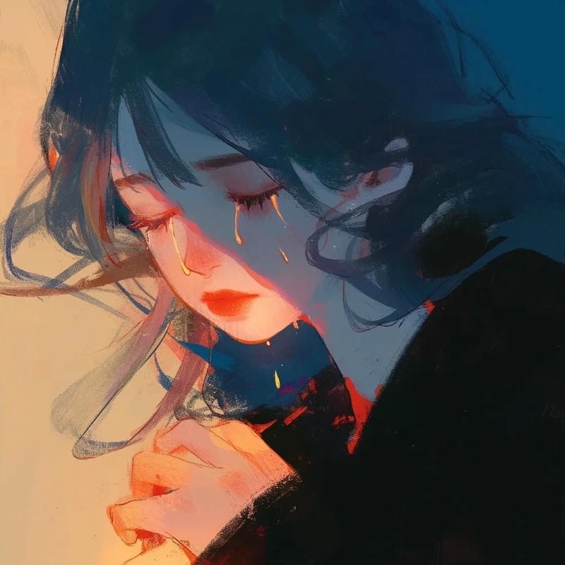 avatar buồn nữ anime trong ảnh tối