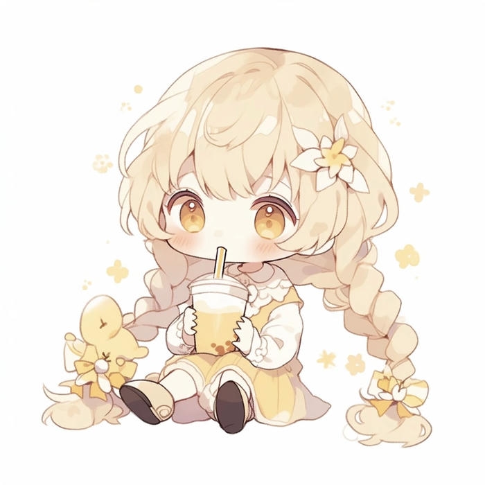 chibi girl mặc váy xinh