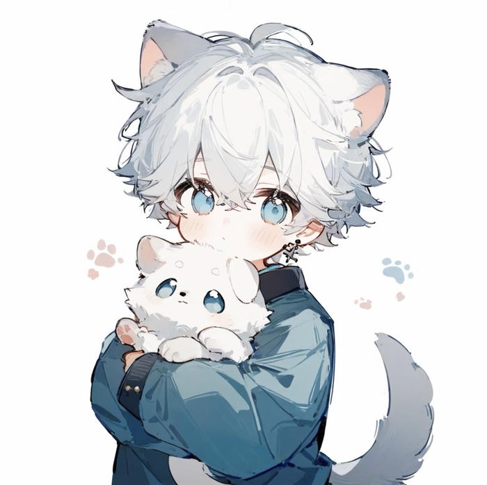 chibi nam tóc trắng lạnh lùng