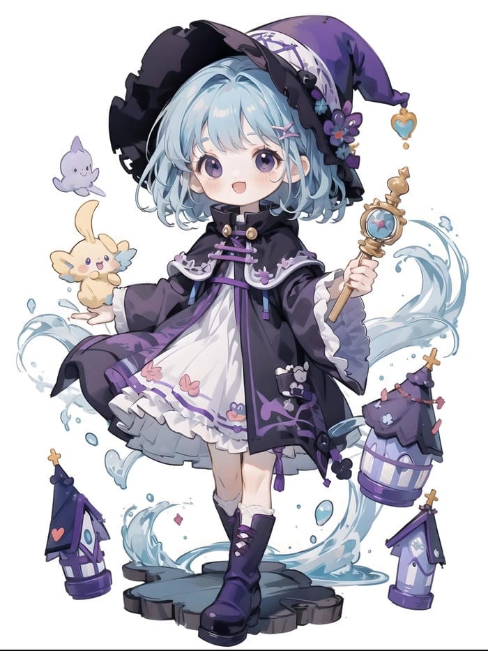 chibi nữ anime đáng yêu nhỏ xíu