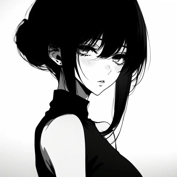 full hd hình anime nữ trắng đen