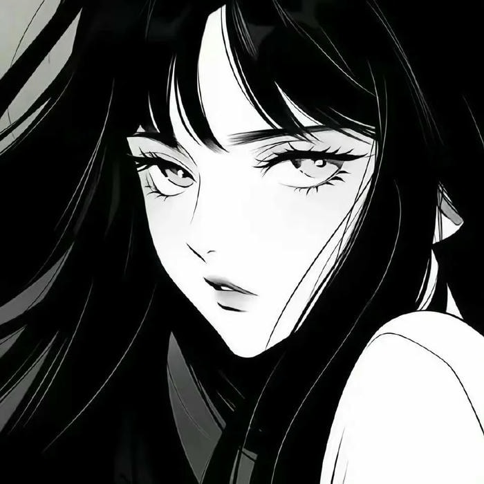 góc nghiêng hình anime nữ trắng đen