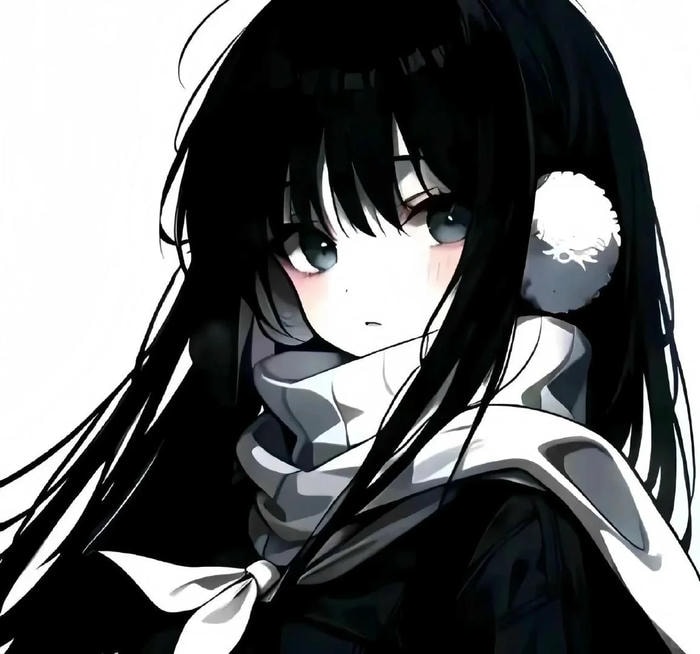 hình ảnh anime nữ trắng đen nghệ thuật