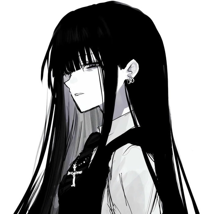 hình ảnh anime nữ trắng đen tinh tế