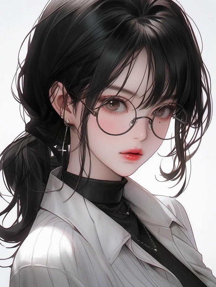 hình anime đeo kính cute style