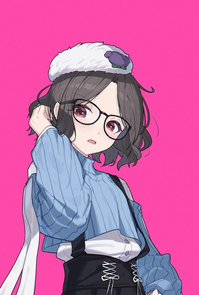 hình anime đeo kính dễ thương