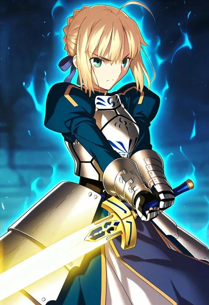 hình anime nữ chiến đấu với kiếm