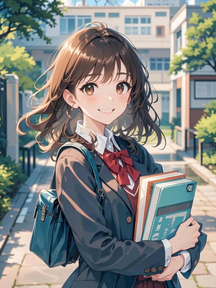 hình anime nữ học sinh thư sinh