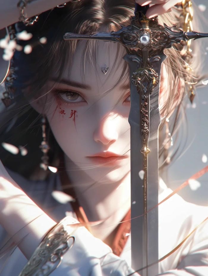 hình anime nữ múa kiếm