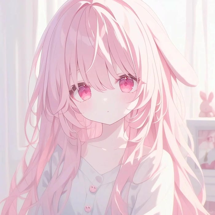 hình anime nữ tóc hồng dài