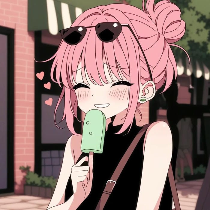 hình anime nữ tóc hồng profile