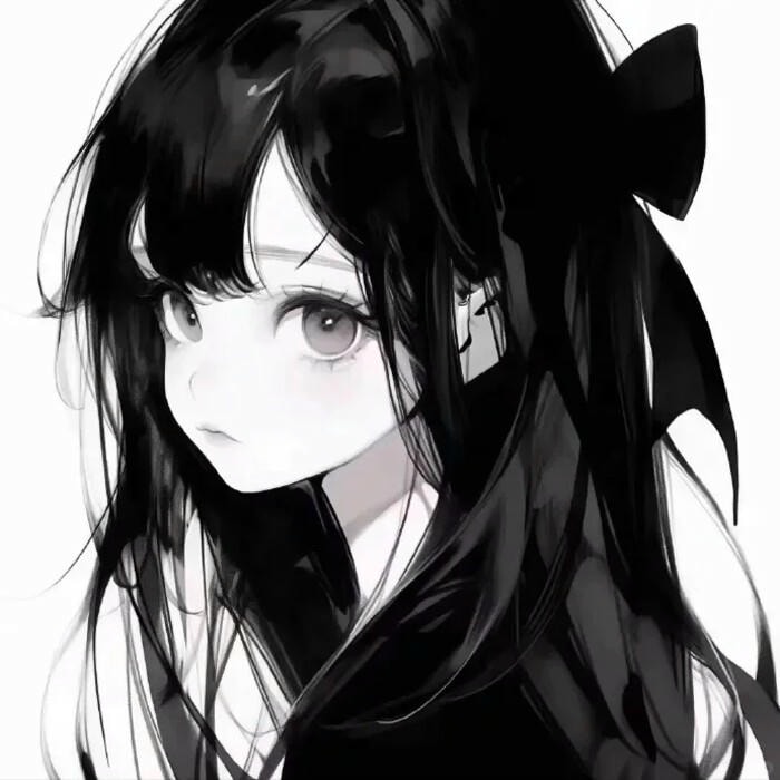 hình anime nữ trắng đen buồn