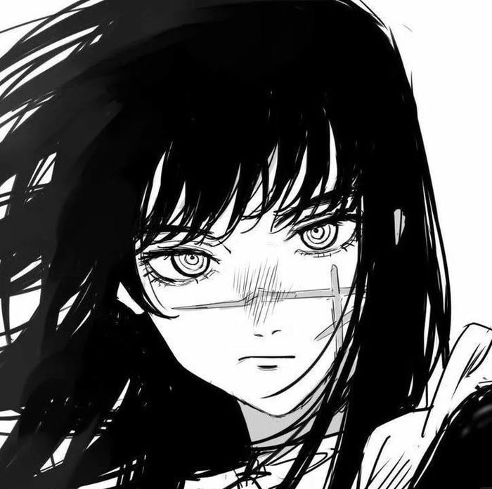 hình anime nữ trắng đen đẹp mắt