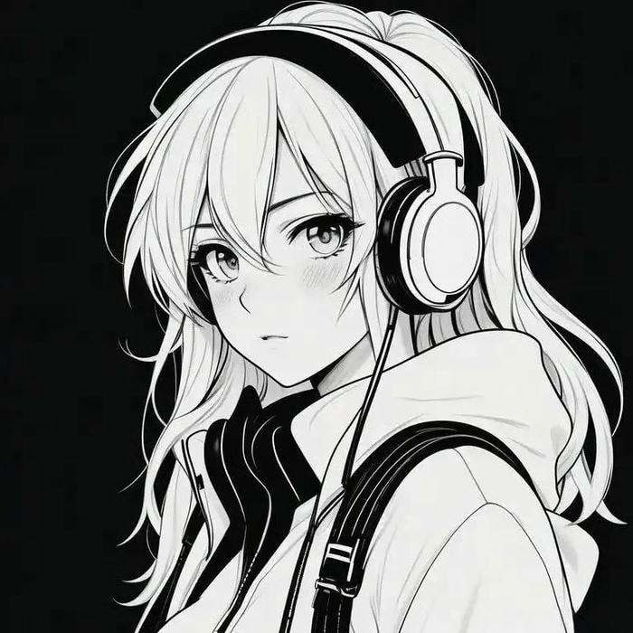 hình anime nữ trắng đen ngầu