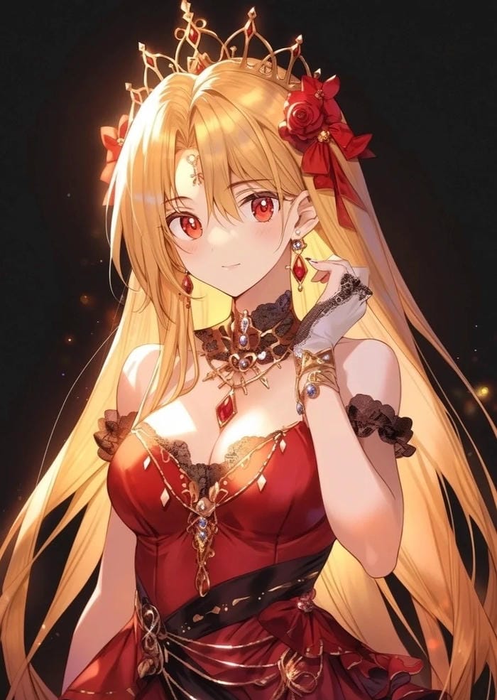 hình anime tóc vàng đáng yêu với ánh mắt long lanh