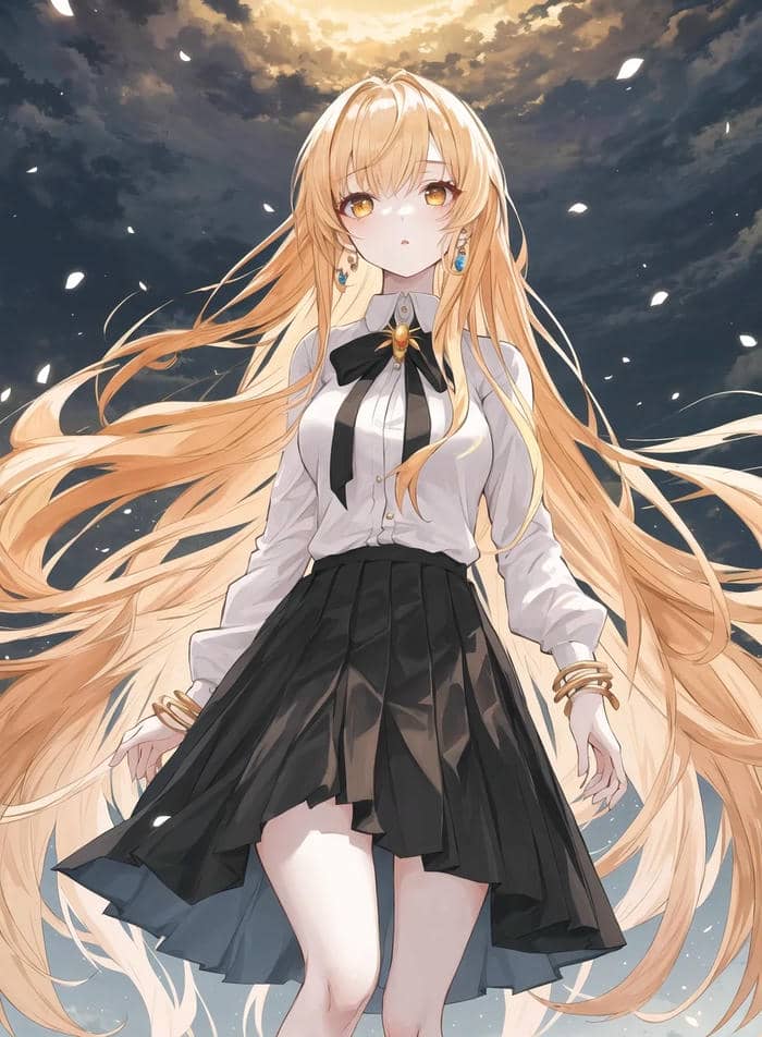 hình anime tóc vàng phong cách nhẹ nhàng tinh tế