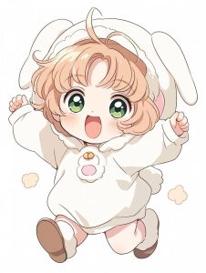 hình chibi girl bôi má hồng