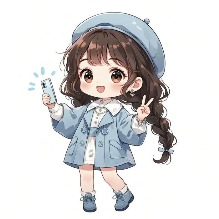 hình chibi nữ cười mím