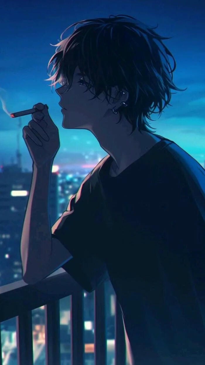 hình nền anime nam áo đen