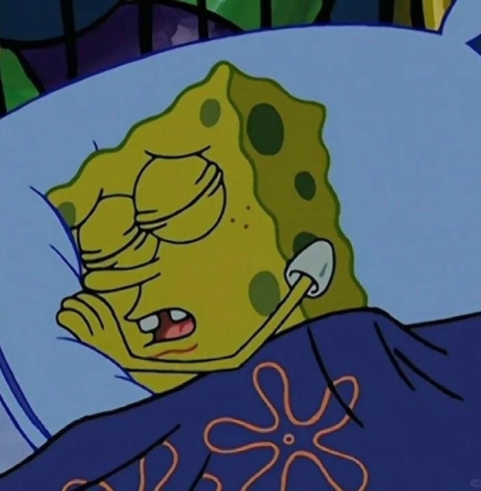 meme ngủ lăn quay