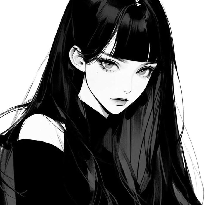 trắng đen ảnh anime nữ cute