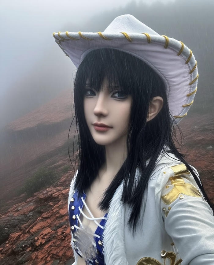 Hình ảnh cosplay robin tập trung vào tổng thể trang phục