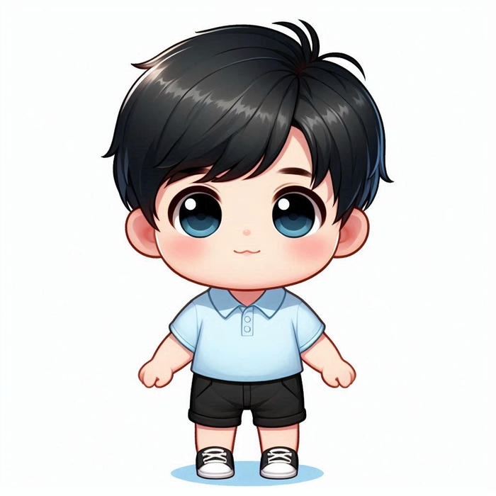 ảnh chibi bé trai với biểu cảm hồn nhiên đáng yêu