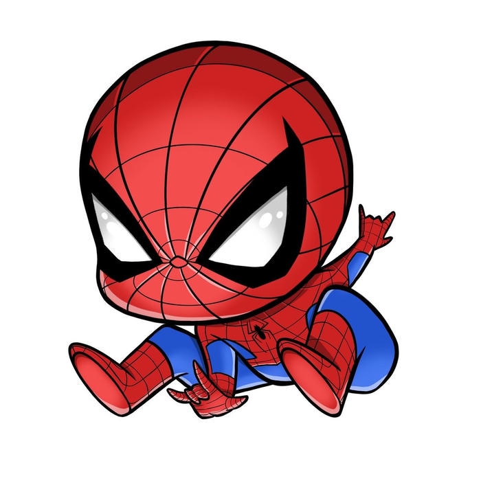 ảnh spider man chibi bộ đồ liền thân đặc sắc