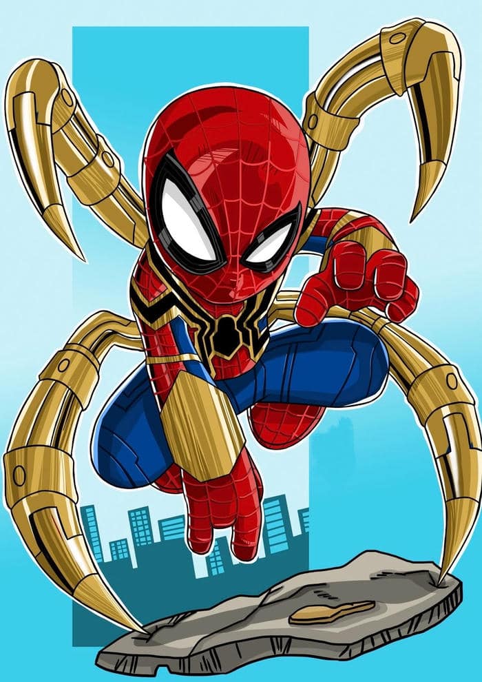 ảnh spider man chibi trang phục đỏ xanh nổi bật