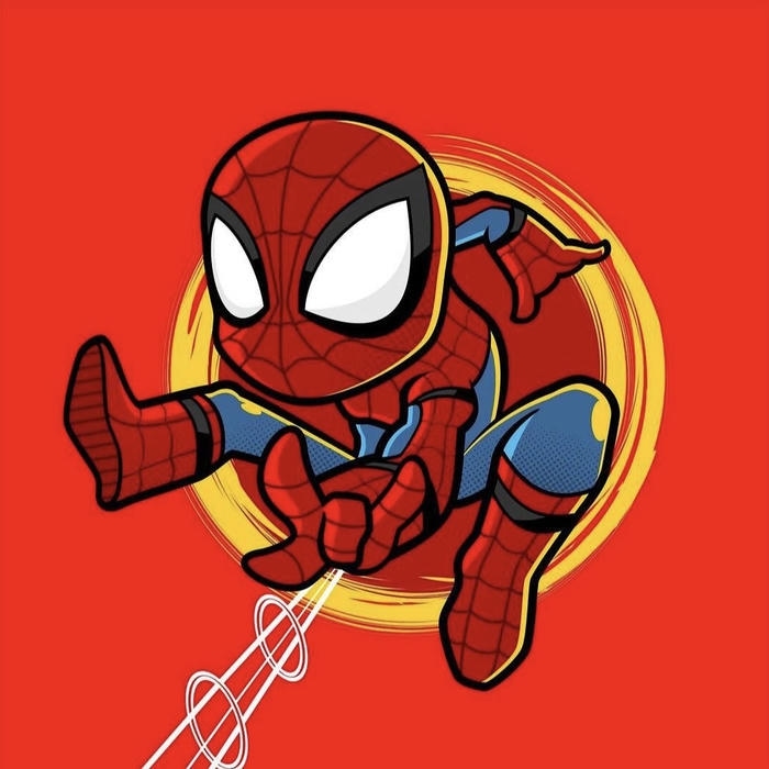 bức ảnh spider man chibi trạng thái chuyển động nhẹ