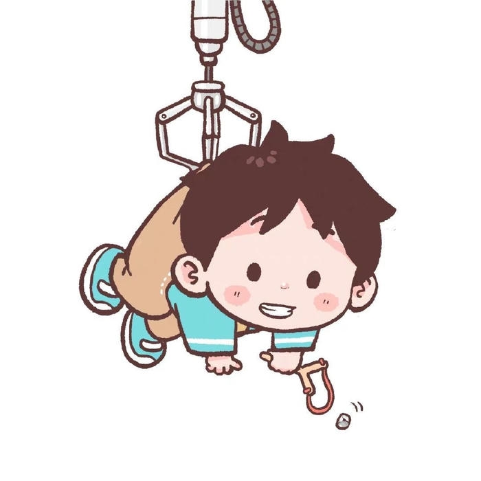 bức hình chibi bé trai thể hiện sự hiếu động