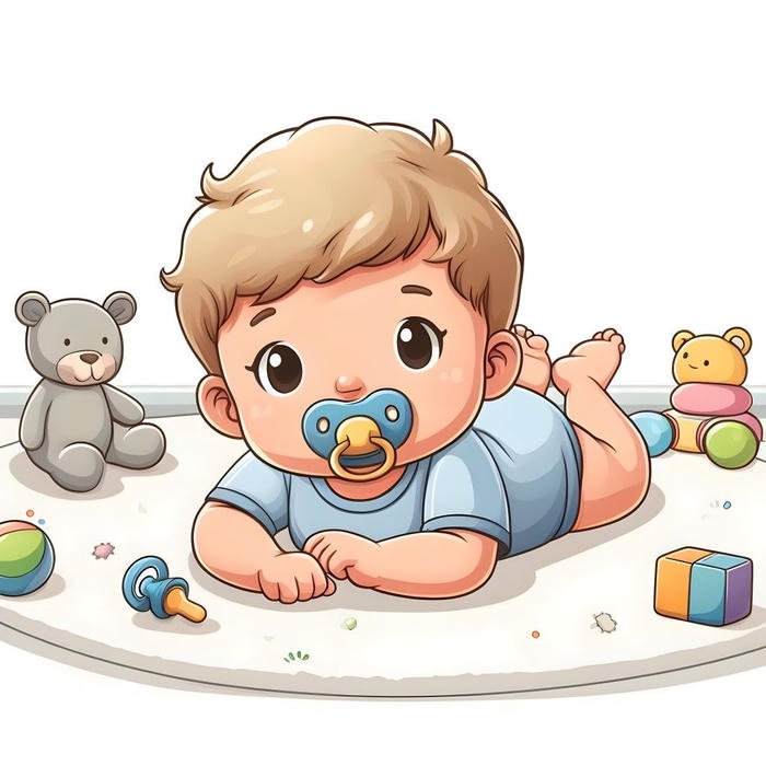 bức hình em bé chibi với dáng nằm sơ sinh