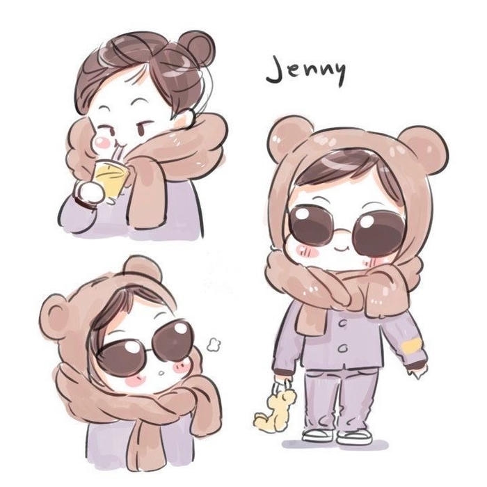 hình ảnh jennie chibi đội mũ gấu ở sân bay cực hot
