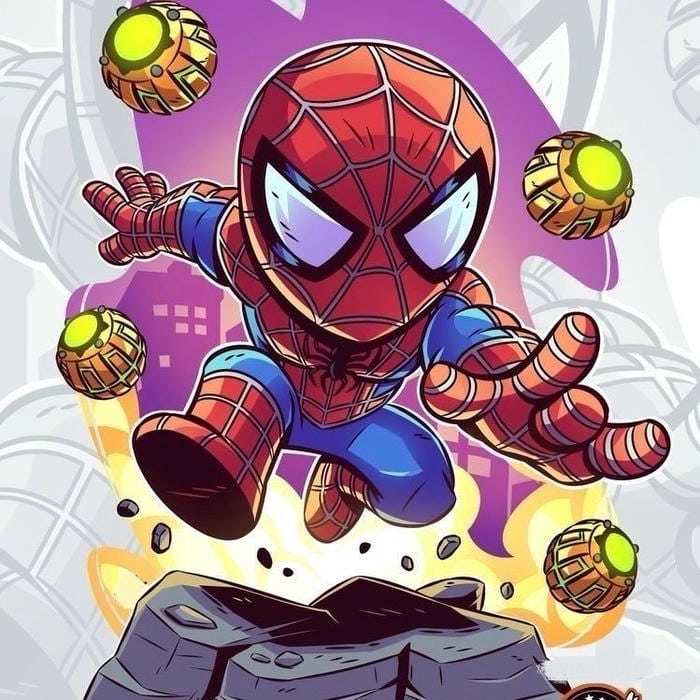 hình ảnh spider man chibi trang phục bó sát đặc trưng
