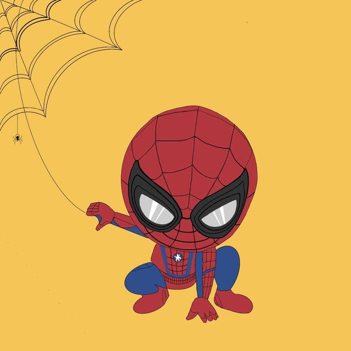 hình ảnh spider man chibi trạng thái quan sát xung quanh