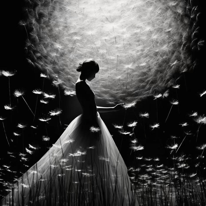 hình cô gái đen trắng bí ẩn