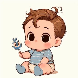 hình em bé chibi mô phỏng em bé sơ sinh mới chào đời