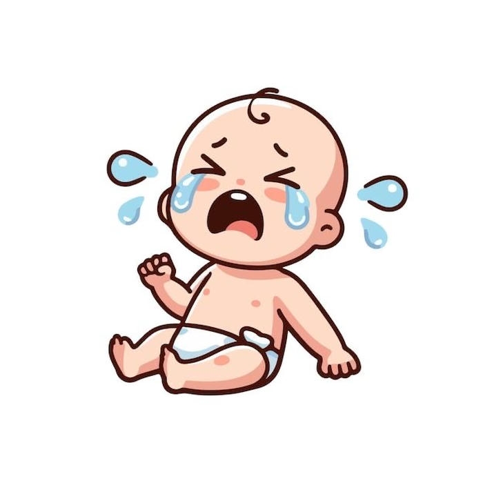 hình em bé chibi tái hiện khoảnh khắc sơ sinh