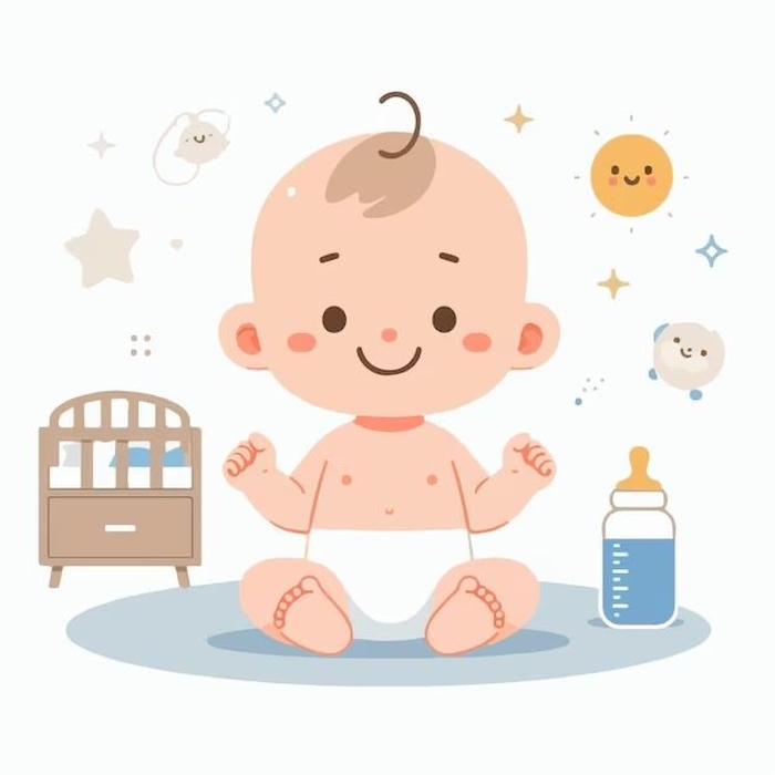 hình em bé chibi với tạo hình newborn dễ nhận biết