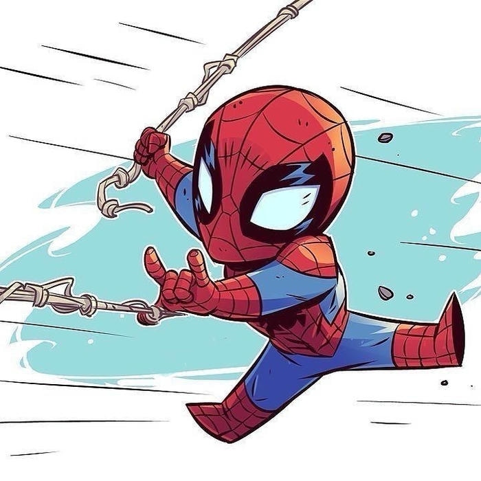hình spider man chibi bộ trang phục quen mắt