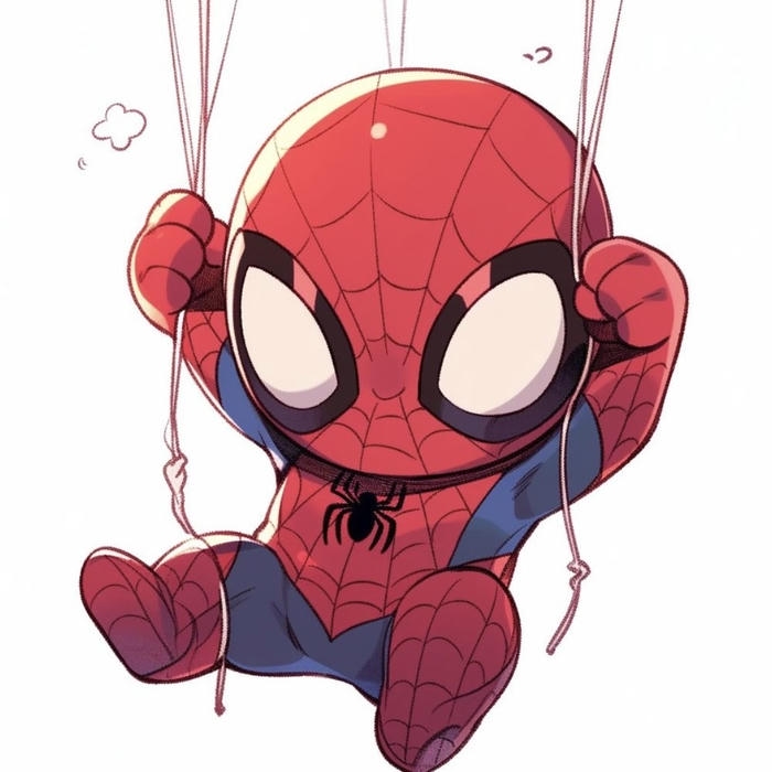hình spider man chibi trang phục biểu tượng Marvel