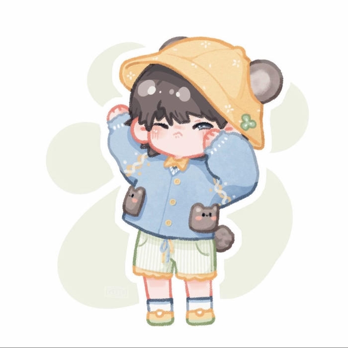 vhình chibi bé trai với ánh nhìn hồn nhiên